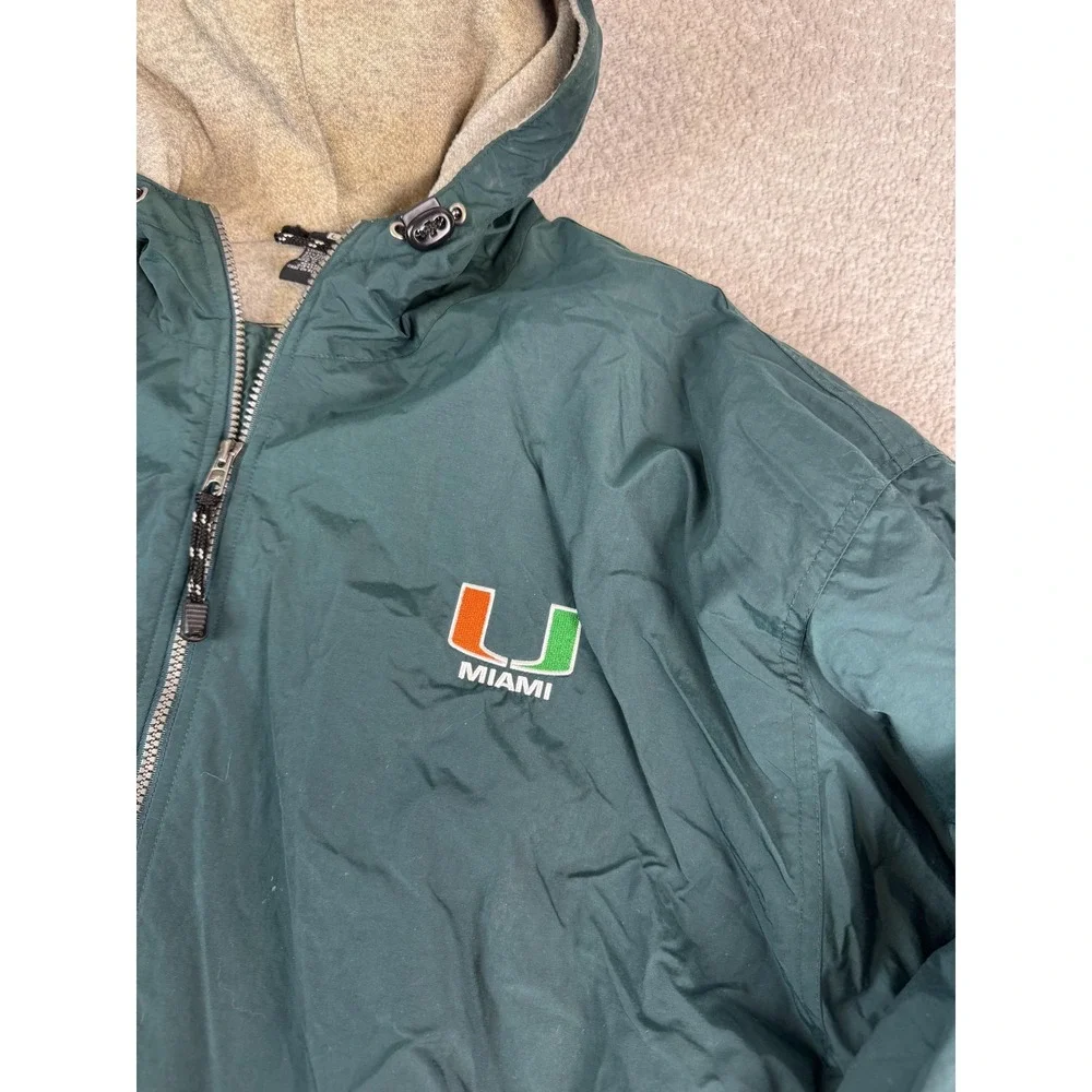 Vintage Miami Hurricanes Jacket Mens Large Green‎ NCAA College Football Hooded